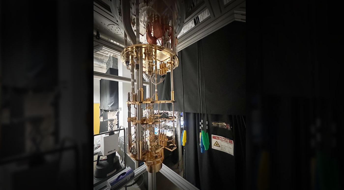 BLUEFORS dilution refrigerator is pictured